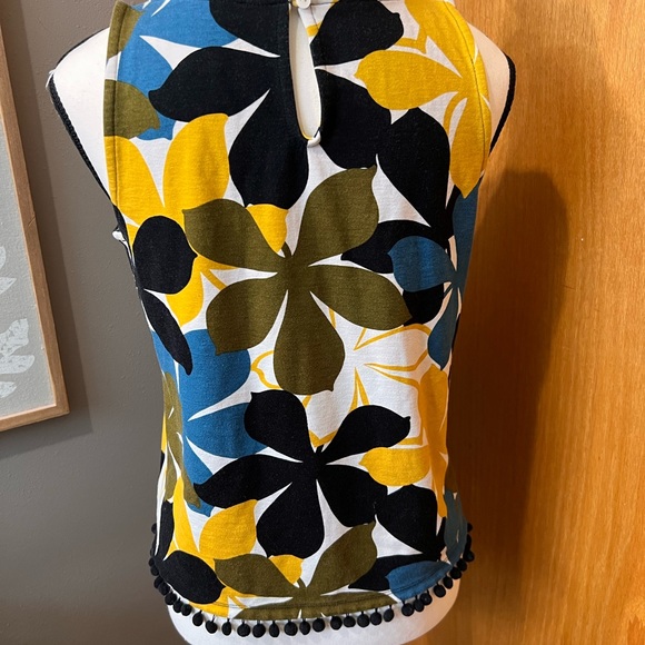 Ann Taylor Yellow & Blue Pom Pom tank xs - Picture 4 of 5